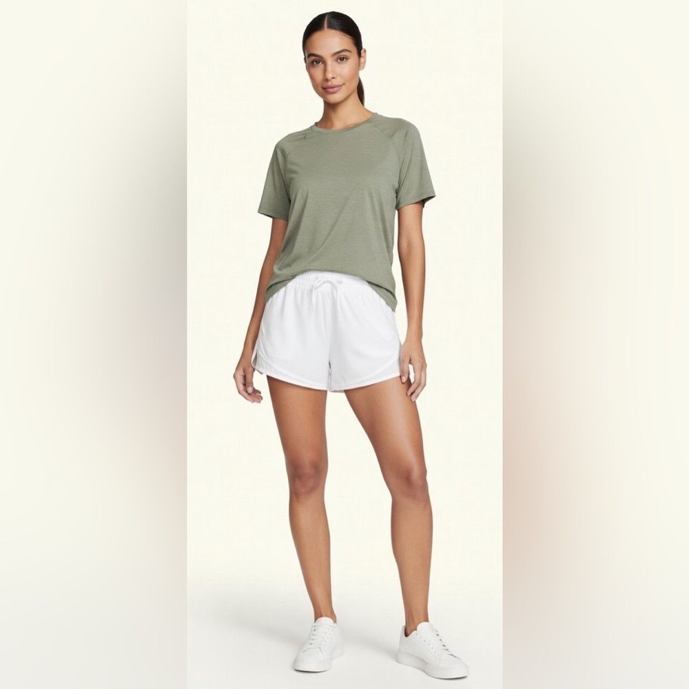 Lole Womens Cotton Army Green Raglan Short Sleeve Tee Shirt/ Size XL